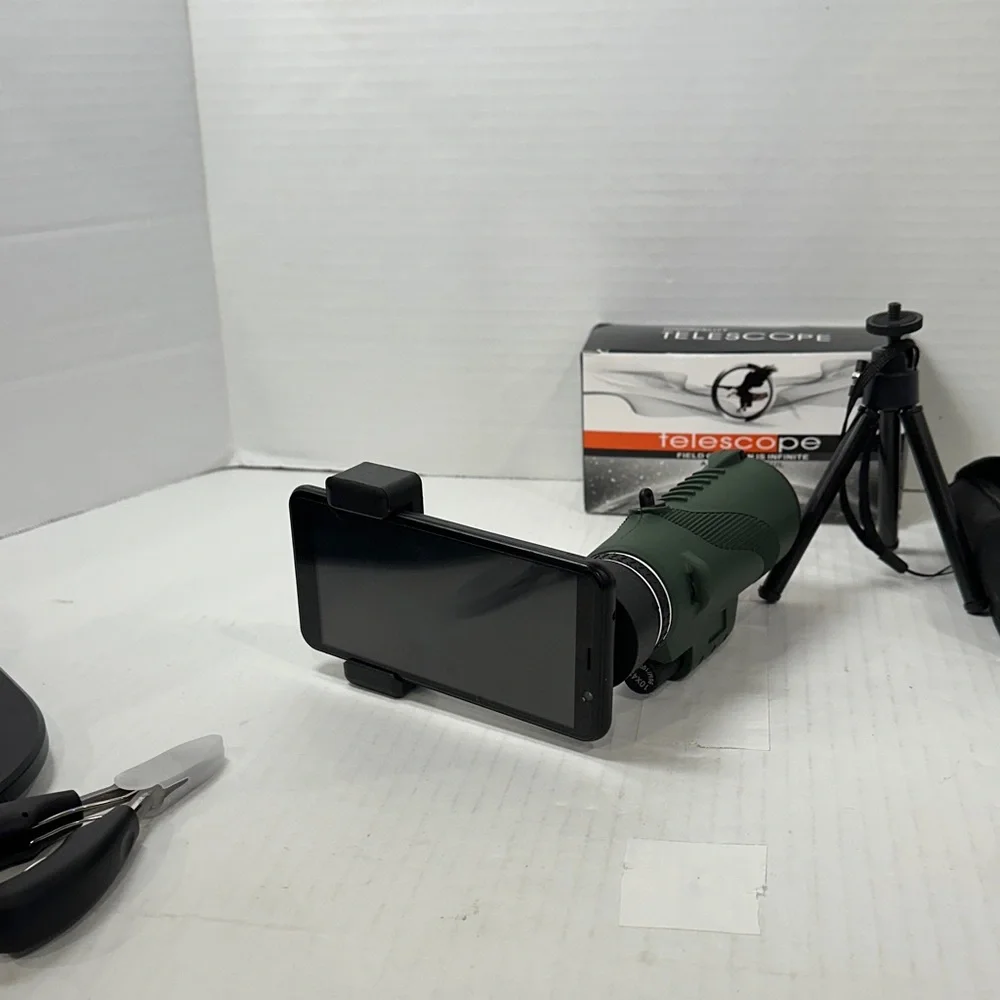 Compact Green Telescope with Tripod and Phone Adapter